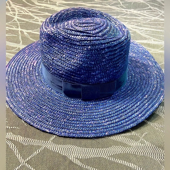 Brixton - Joanna Hat- Wide-brim Straw  Hat - Pacific Blue w/ Purple Undertones. - Picture 4 of 16